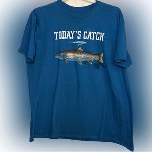 🍄Today’s Catch Fisherman’s T-Shirt Men’s Short Sleeve Blue Pullover Size XXL